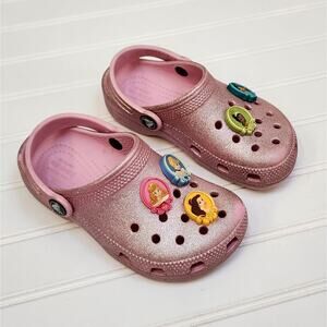 Crocs Classic Pink Glitter Clogs/Sandals Size 11 Toddler Kids